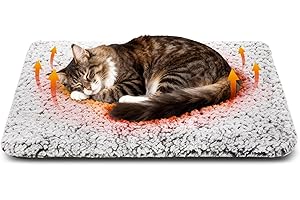 DOLLGIFT Self Heating Cat Bed 50x70cm, Self Warming Pet Pad Washable, Heated Pet Blanket without Electricity for Indoor Cats Kitten Puppy, M, Grey