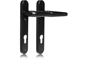 SCHLOSSER TECHNIK XFORT Uros Matt Black Door Handle (PZ 92mm, 112mm Screw Hole Distance, 209mm Overall) Aluminium Short Backplate, UPVC Front Door Handle