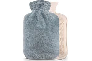 Bonilife Hot Water Bottle with Fluffy Cover-Soft Luxury, 2L Large Hot Water Bottle as Great Gift for Women and Men, Warm Hot Water Bag for Bed, Cosy Nights, Pain Relief, Back, Neck-Darkgrey