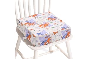 APEXXUS Sitzerhöhung Stuhl Kind, Cartoon Tragbares Sitzerhöhung Kleinkinder Esszimmerstuhl ErhöHen Pad Esszimmer Boostersitze mit 2 Sicherheitsschnalle Gurte Kindersitzkissen