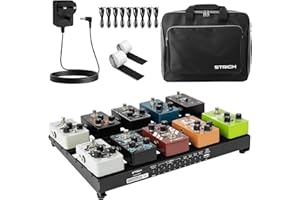 STRICH Guitar Pedal Board with Built-in Power Supply, Pedal Board 15 x 11" 2.17LB Lightweight Aluminum Alloy, PedalBoard with Pedal Cables, Bag, Hook Loop Strips PB-S15