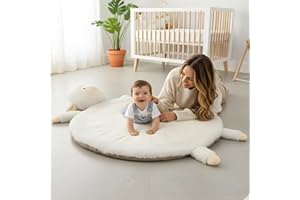RUGUIES- Alfombra Bebé Acolchada- Manta Juegos Bebé- Cojín de Suelo para Bebés -Tapete para Gatear -Alfombrilla Infantil Peluche-Regalo Nacimiento- Baby Shower niño niña. (Lamb)