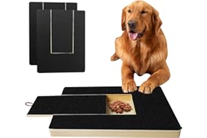 LIGHTERDAY Planche à gratter pour Les Ongles avec boîte à goûter, Tableau à griffer pour Chien avec 2 Feuilles de Papier de Verre de Rechange, Bloc à gratter Alternatif