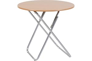 LA BOLATA The Secret Home - Mesa Redonda Plegable Portátil - 70x70cm - Fabricada en Haya Vaporizada - Tamaño Mediano - Multiusos - Ideal para Cocina, Terraza o Jardín - Color Beige