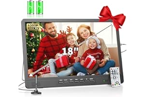 Desobry TV portatile da 18 pollici con antenna, Mini TV con batteria ricaricabile da 6000 mAh, Mini TV da 12 V con sintonizzatore digitale DVB/T2, compatibile con ingresso USB/HDMI/AV