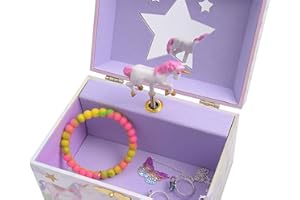 ‎JEWELKEEPER Jewelkeeper Musikalisches Schmuckkästchen Mädchen - Einhorn Design mit Drehfigur und Musikspieluhr, Einhorn Geschenke für Mädchen - Schatzkiste Kinder - Rosa, 21.8 x 27.4 x 38.3 cm