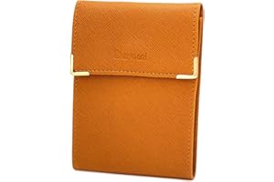 Charmoni - étui Pochette Porte chéquier Longue Pliant - Talon à Gauche - 3 emplacements Carte bancaire - 3 Plis - Compact - en Cuir Vachette - 10,5 cm X 14,5 cm (ZSF Camel)