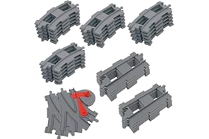 Mailfull Vías de Tren 32 Piezas Building Blocks Juego de vías de Tren Raíles de Bloques de Construcción de La Ciudad Incluyendo Rieles Curvados Rieles Rectos Accesorios de Ferrocarril Flexibles