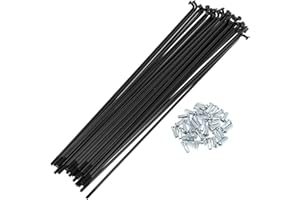 A ABSOPRO 36 Pezzi Raggi per Bicicletta 12G con 36 Nippli per Ruote MTB Mountain Bike in Acciaio al Carbonio Nero