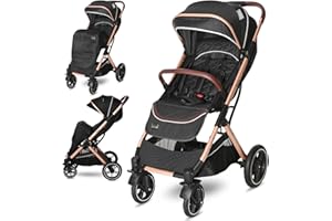 Lorelli Kinderwagen Storm, Sport Buggy klein zusammenklappbar, nur 9,3kg, kompakter Sportsitz bis 22kg, Baby Reisebuggy, Einhand-Klappsystem, schwarz