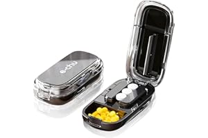 ONGNIUU Coupe Comprimé, Coupe Cachet pour Pilules Multiples, Coupe Pillule pour Fendre vos Pilules et Transporter vos Médicaments pour Convient aux Voyages（Noir）