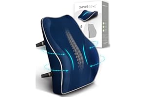 ‎TRAVEL EASE TRAVEL EASE Ergonomiczna Poduszka Lędźwiowa, Podparcie Pleców z Pianki Zapamiętującej Kształt do Fotela Samochodowego Krzesło Biurowe, Oparcie z Antystatyczną Osłoną i Regulowanymi Paskami, Niebieski