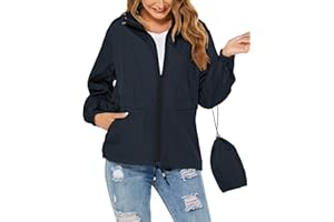 Tisfeer Regenjacke Damen Wasserdicht Leicht Regenmantel Windbreaker Packbar Dünne Regenjacken Windjacke mit Kapuze