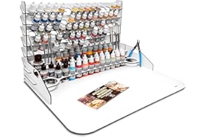 ‎SILU Silu- Silu Paint Station Vallejo-Farben. Mit Kleiner Werkbank für 112 Vallejo Paints, mit Pinsel- und Werkzeughalter, zum Bemalen von Warhammer und Miniaturen
