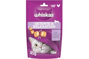 WHISKAS Relax Unwind Détente Relaxation - Friandises au Poulet Aliment complémentaire pour Chat Adulte - 8 Packs de 45g
