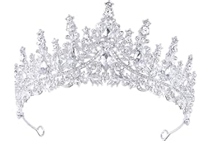 DRESHOW Corona de Cumpleaños para Mujeres Tiara de Cristal para Niñas Decoraciones para el Cabello Accesorios de Boda Corona de Purpurina Diademas para Fiestas de Princesas