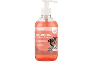 VITTALOGY Aceite de Salmón para Perros y Gatos. Suplemento Natural Rico en Omega 3 EPA y DHA. Antiinflamatorio. Mejora Piel, Pelo y Articulaciones Refuerza Inmunidad y Salud Cardiovascular (1 Bote)