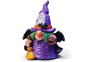 Eletorot Halloween Decorations Indoor Witch Decor Good Witch Statue, Wizard Figurine with Halloween Pumpkin Lights, Gnome Ornaments Decor, Nightmare Outdoor Resin Gifts, Room Witcher Sculpture