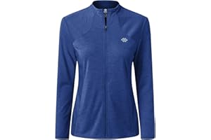 MoFiz Femme Veste de Sport Entièrement Zippée Légère Manche Longue Sweat-Shirt Fin sans Capuche Vest de Survêtement Course Randonnée Décontracté Haut Bleu L
