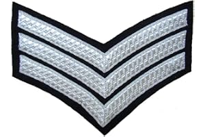Uniform Store London CHEVRON SERGEANT STRIPES Silver Black 150mm 3 Bars WIDE R885