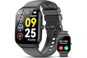 CASCHO Smartwatch Uomo Donna, 1.85'' Orologio Smartwatch con Effettua/Risposta Chiamate, 115+ Sportive Smart Watch con Contapassi/Sonno/Cardiofrequenzimetro, IP68 Fitness Tracker per iOS Android