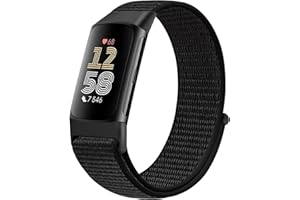 Runostrich Sport Loop Nylon Watch Straps - Compatible with Fitbit Charge 6/5, Adjustable Breathable Replacement Soft Nylon Loop Wristband for Women & Men