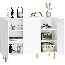 Buffet En Bois Blanc 80 Cm – 4 Tiroirs + 2 Compartiments, Style Bohème Avec Façade Rotin, Pour Salon Ou Chambre