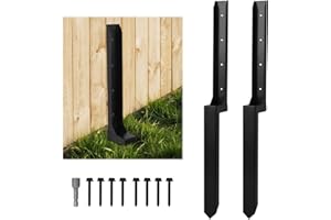 CAKKVDE 2 Pack Heavy Duty 88CM Fence Post Repair Stakes - Galvanised Steel Ground Spikes for Tilted/Broken Wooden Fence Posts - Includes Screws & Installation Tools