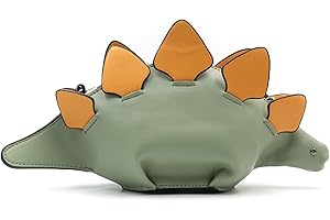 QiMing Dinosaur Shoulder Purses,PU Stegosaurus CrossBody Bag for Girl Women