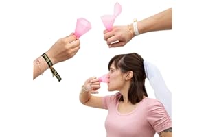 Oblique Unique® 6 bicchieri da liquore, da donna, con anello di diamante, in plastica, per accessori per feste JGA, colore rosa