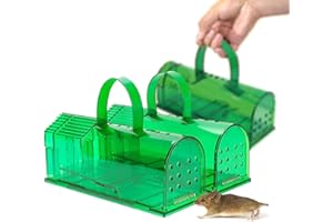 GUDEMOORE Piège à Souris Vivante, Lot de 2 Mouse Trap Intelligent avec Poignée de Transport sans Contact, Piege a Rat Réutilisables, Piège a Souris Vivante pour Intérieur, pour Cuisine, Maison, Grenier, Garage