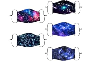 NCQiFei 5 Stück Kinder Weihnachten Mundschutz Waschbar Baumwolle Wiederverwendbar mit Motiv Bunt Mund Nasenschutz Cartoon Druck Tücher Atmungsaktiv Mund-Tuch Junge Mädchen