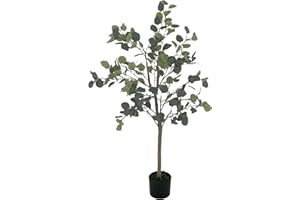 HOMCOM Planta Artificial Decorativa Grande 120 cm, Eucalipto Artificial Planta con Maceta y Hojas, para Interior, Hogar, Oficina, Casa, Dormitorio, Verde
