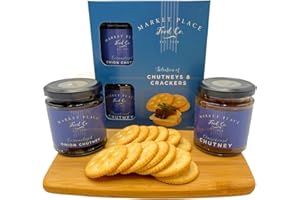 SEDOL Traditional Savoury Chutney & Biscuits Gift Set – Cheeseboard & Caramelised Onion Chutneys with Cracker Rounds – Christmas Food Gift for Cheese Lovers & Festive Hampers – Perfect for Holiday Sharing