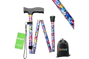 ‎BEGRIT BeGrit Gehstock Klappbar für Damen Bunt Elegant Höhenverstellbar - Spazierstock mit Blumen, Krückstock - Geschenke für Mutter, Herren, Geburtstag, Thanksgiving, Neujahr