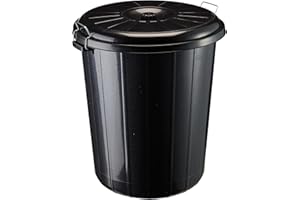 ROSSIGNOL Poubelle de rue avec couvercle. Capacité 85L, Système de verrouillage, Poubelle grande contenance, Idéal pour les déchets extérieurs RONDO