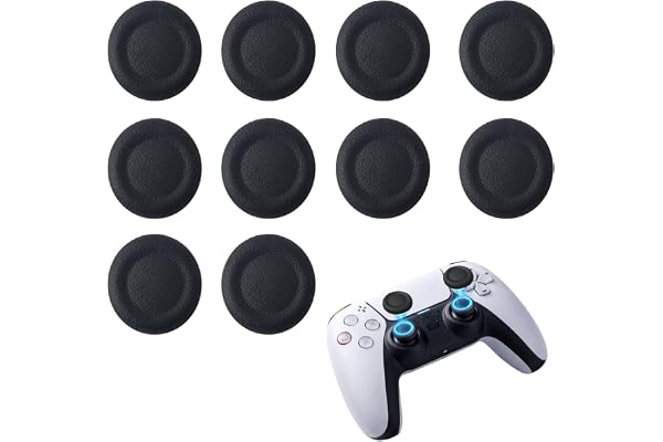 Tapas para Joystick [10 Piezas] – Thumb Grip Caps Antideslizantes de Silicona, Protector para Mandos de Juego, Accesorios Gaming Negro, Mejora el Agarre y la Precisión, Compatible con PS5 / PS4
