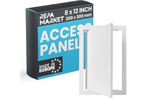 REPA MARKET 8" x 12" Inch / 200 x 300 mm White Access Panel Door Opening Flap Cover Plate - Plumbing, Electricity, Alarm Wall Access Panel for Drywall - Box Door Lock Latch