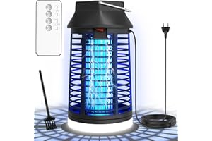 WUEAOA lampada antizanzare elettrica con telecomando, 4200V 15W UV Zanzariera Elettrica con 9W Led lampada, Alto-efficiente, Non tossico e inodore, IPX4, lampada zanzare per interni ed esterni