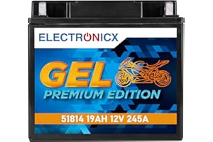 Electronicx GEL 51814 Motorcycle Battery 12V 19Ah 245A – powerful, sealed, maintenance-free & leak-proof gel starter battery – high performance for motorbikes, scooters,ATVs, snowmobiles & jet skis