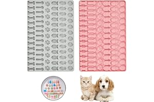 Hoxfly 2PCS Stampo da Forno per Cibo per Cani, Stampo da Forno per Animali, Domestici Stampo da Forno, Antiaderente Stampi in Silicone per Biscotti per Cani e Gatto, Dolcetti per Cani (Rosa＋ Grigio)