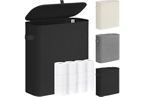 DIDAINT 33L Toilettenpapier Aufbewahrung, Badezimmer Klopapier Aufbewahrung Knorb Mit Deckel, Faltbar Toilet Paper Storage für 9-16 Rollen Klopapier, Schwarz