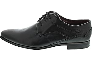 bugatti Herren Business Halbschuh aus Hochwertigem Leder, Derby mit Eleganter Liniengestaltung, Schwarz, 44 EU