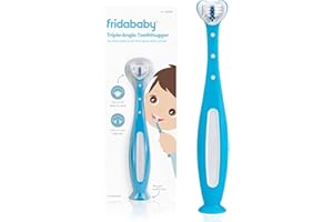 Frida Baby Toothhugger Kids Toothbrush: U-Shaped Toothbrush with Triple-Angle Bristles, Easy-Grip Handle, Soft Toothbrush Bristles, for Toddlers and Kids 2+ Years Old, Blue