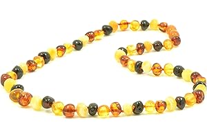 B-A-L Halskette aus baltischem Bernstein für Erwachsene, 45 cm, Handarbeit aus zertifizierten baltischen Bernsteinperlen
