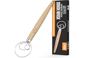 ORBLUE Danish Dough Whisk with Wooden Handle – Stainless Steel Dutch Whisk for Sourdough, Bread and Pastry Mixing – 13-inch (33cm) Dough Mixer Tool – 1 Pack