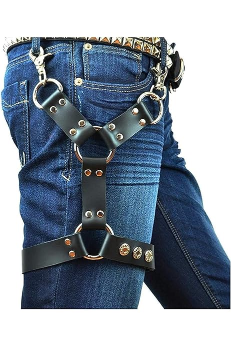 Harnais De Cuisse Punk En Cuir Noir Pour Femme - Style Rétro Ajustable - Accessoire Cosplay, Soirée, Festival
