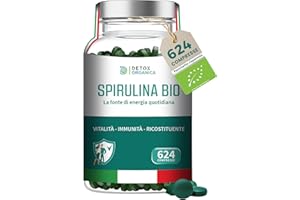 Detox Organica Spirulina Biologica - 624 Compresse BIO, Alto Dosaggio 4000 mg - Ricca di Ficocianina, Vitamine, Minerali, Proteine - Alga Spirulina Pura | Prodotta in Germania