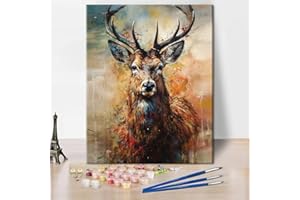 TISHIRON Dipingere con i numeri, set per adulti su tela, animali della foresta, pittura con i numeri a partire dai 9 anni, pittura a olio fai da te per adulti, 40 x 50 cm