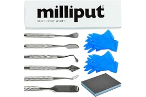 CREATIVE CRAFTERS Milliput Epoxy Putty 10 Piece Epoxy Resin Kit, Superfine White - with Sculpting Tools, Sanding Pad and Gloves - Plumbers Putty - Shower Tray, Plastic Bath, Enamel, Hot Tub and Fibreglass Repair Kit